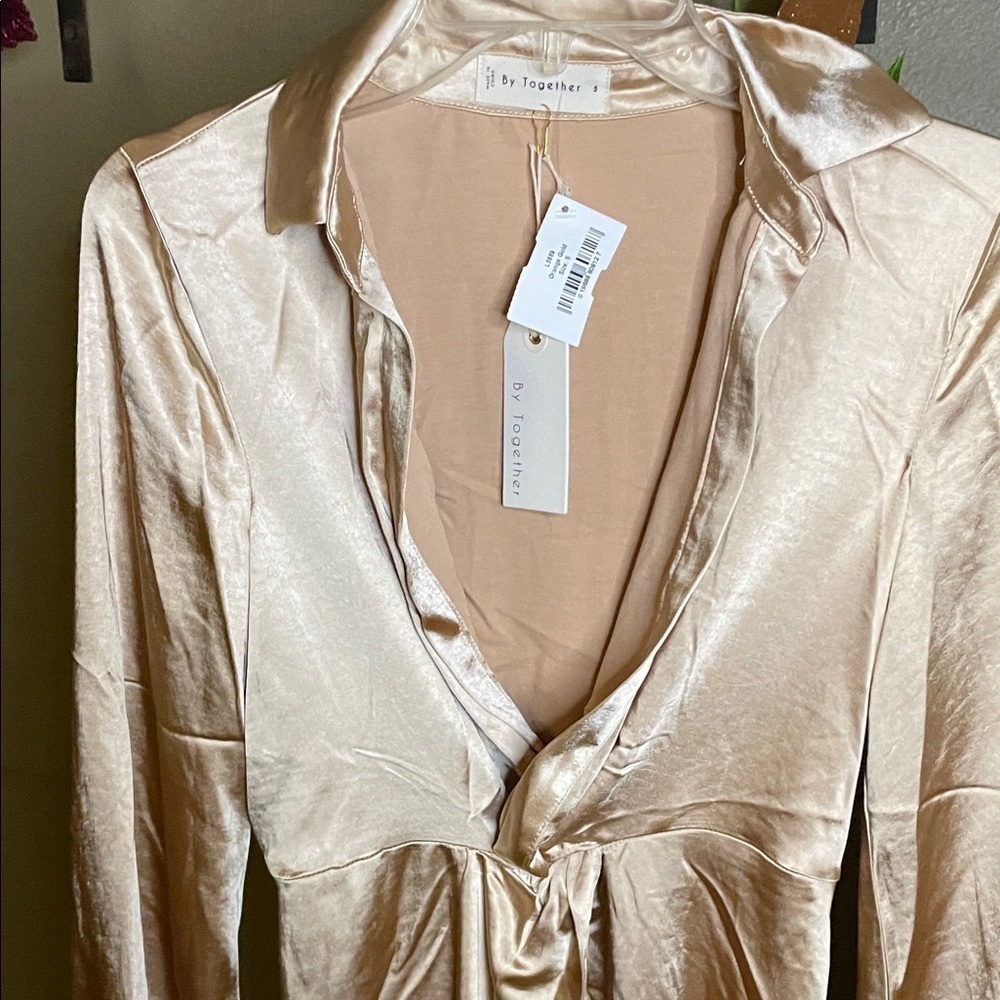 By Together Satin dress in Champagne - Picture 4 of 7